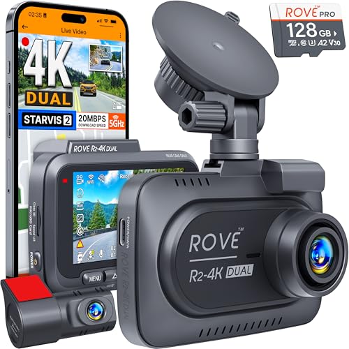 ROVE R2-4K DUAL Dash Cam Front and Rear, STARVIS 2 Sensor,...