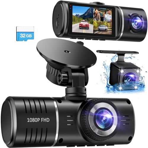 SUVCON Dash Cam, 3 Channel Dash Cam, 1080P Dash Cam Front...